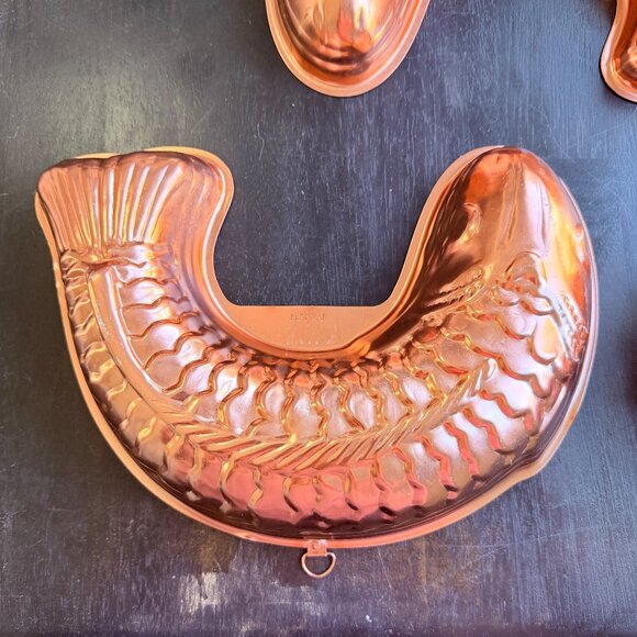 Vtg Copper Kitchen Mold Set Wall Hanging Decor Retro Bakeware Farmhouse Charm - Picture 4 of 8